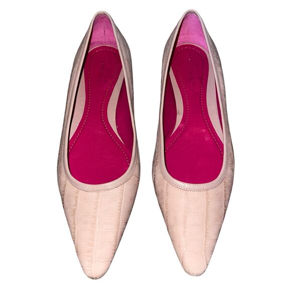 Ann Taylor Shoes - Ann Taylor Flats Leather Reptile Croc Blush Slip On Pointed Toe Shoes